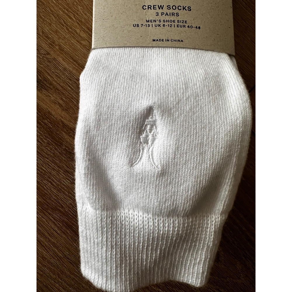 AllSaints Mens 3 Pack Crew Socks White Ramskull Logo Cotton Blend Size 7-13 NEW - Picture 2 of 4